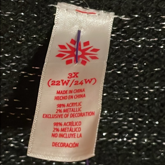 •CHRISTMAS•BLACK & SILVER "HO HO HO" SANTA CREWNECK SWEATER SIZE 3X - Picture 3 of 6